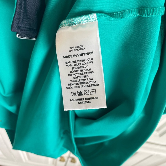 Bright green 1/4 zip sleeveless pullover, Cherry Hills logo, large - Picture 6 of 6